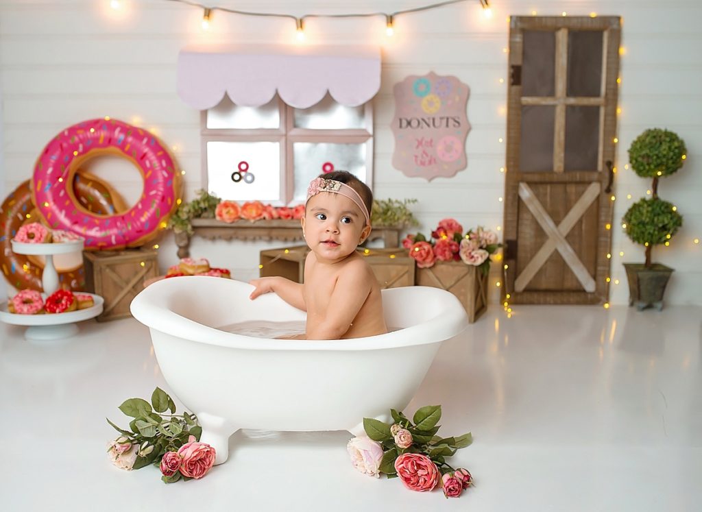 First Birthday Bubble Bath Photography session by Michelle Sailer.